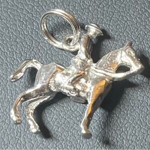 Vintage Sterling Silver Horse Rider Charm Pendant. RCMP.